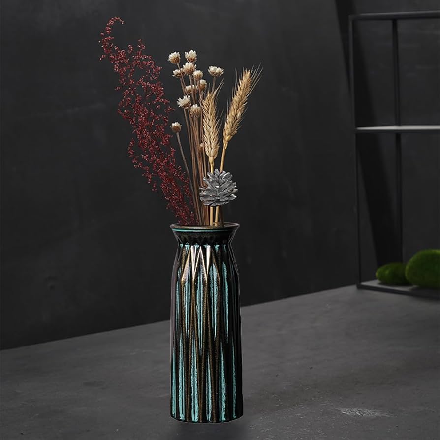 Antique Glass Vase セット Amazon.com: Valemoon Blue Antique Vase, 12 Inches Elegant